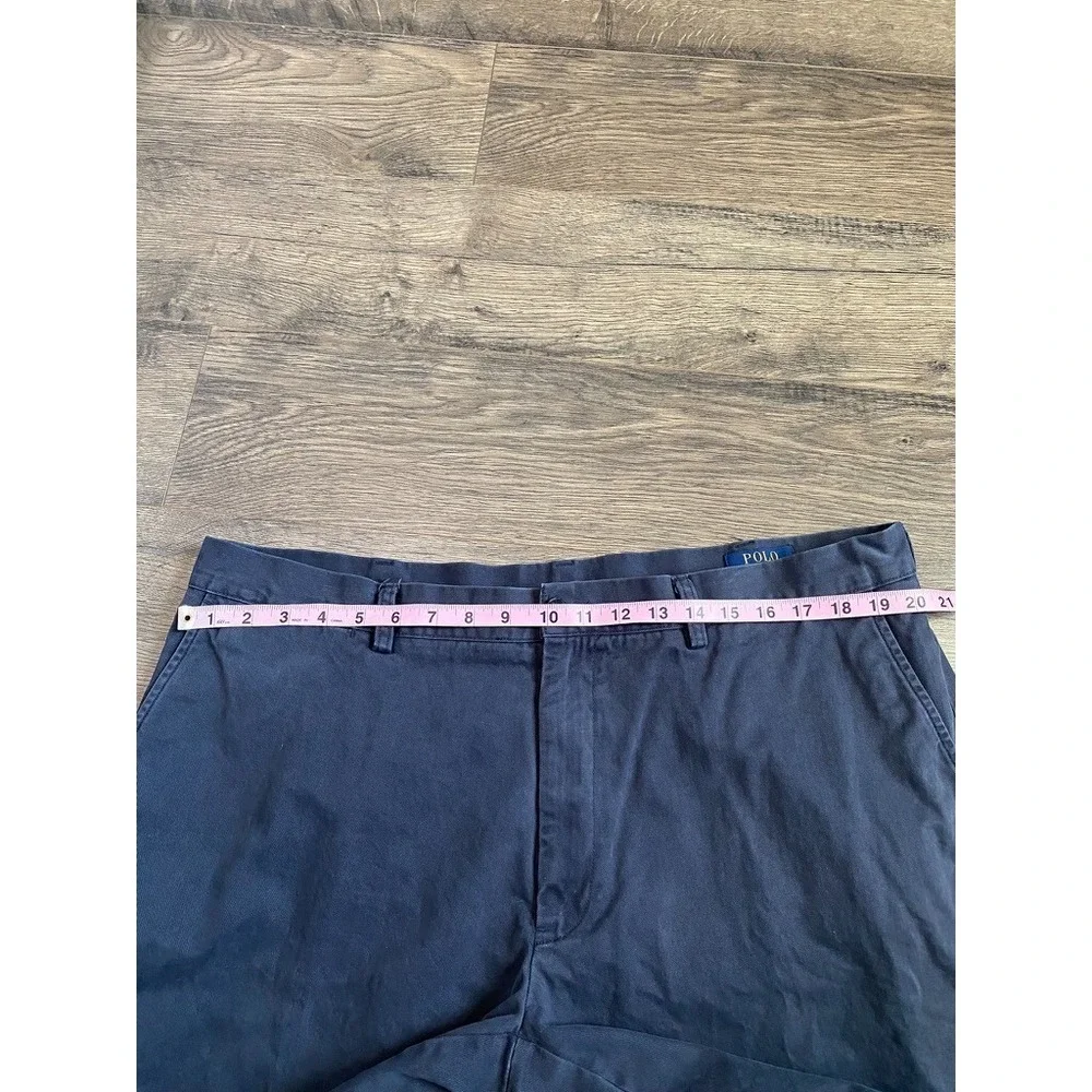EUC‎ Mens Polo Ralph Lauren blue flat front chino shorts 100% cotton size 40